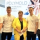 Landrätin Andrea Jochner-Weiß besucht POLYMOLD-Stand auf der Ausbildungsmesse in Weilheim | (v.li.) Thomas Rapp (begeisterter Azubi und fast fertiger Kunststoff- und Kautschuktechnologe), Paul Maibach (Ausbilder Kaufmann/frau f. Büromanagement), Landrätin Andrea Jochner-Weiß, Tobias Steidl (Vertrieb), Jonathan Welz (Geschäftsführer und Inhaber von Polymold)