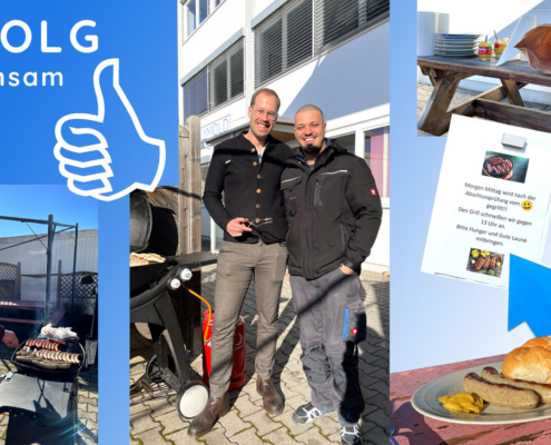 Erfolge gemeinsam feiern - Wir gratulieren Caio Costa zur bestandenen Gesellenprüfung als Maschinen- & Anlagenführer. Da grillt sogar der Chef persönlich!