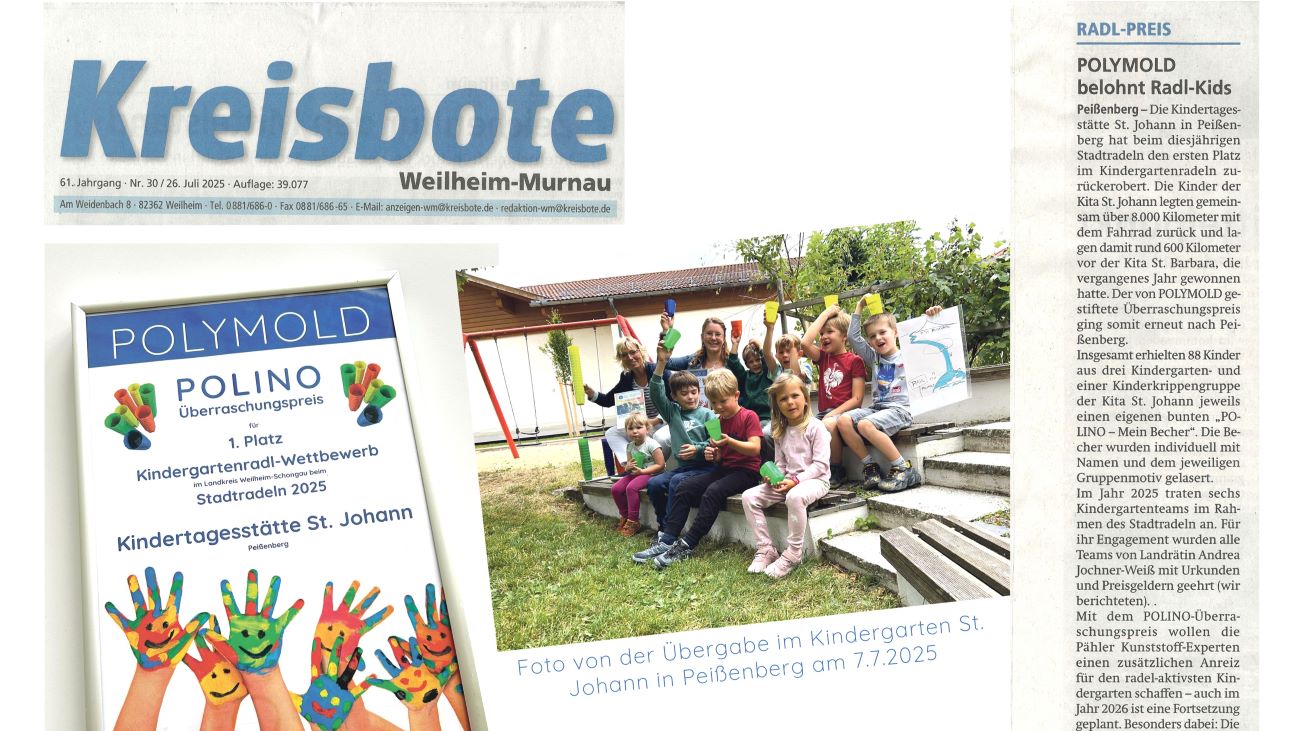 POLYMOLD im Kreisboten Weilheim-Murnau vom 26.07.2025 | POLYMOLD belohnt Radl-Kids - mit POLINO-Überraschungspreis