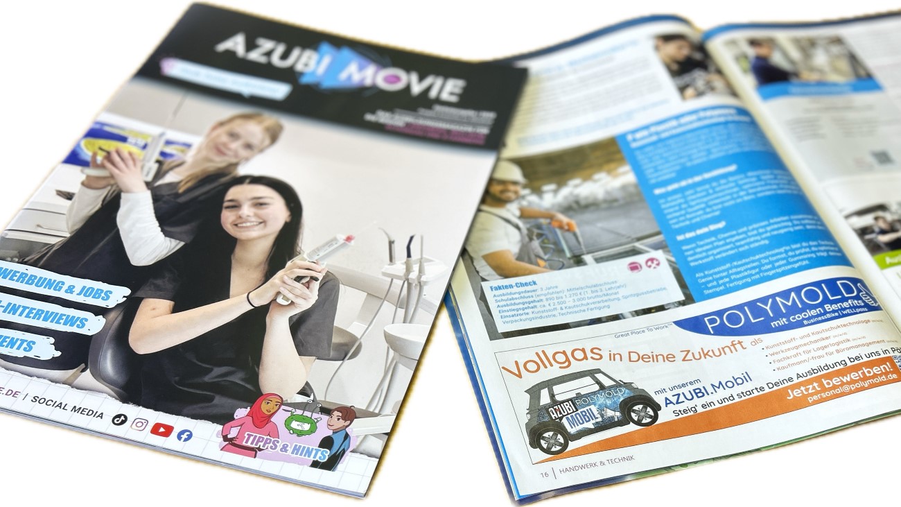 POLYMOLD im AZUBI MOVIE - Starte Vollgas in deine Zukunft mit einer von 4 Ausbildungsberufen bei uns in Pähl. Unser AZUBI-Mobil wartet schon auf Dich! Steig' einfach ein...