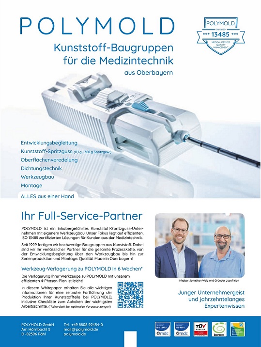 Zum Vergrößern - drauf klicken POLYMOLD ist spezialisiert auf Kunststoffbaugruppen für die Medizintechnik