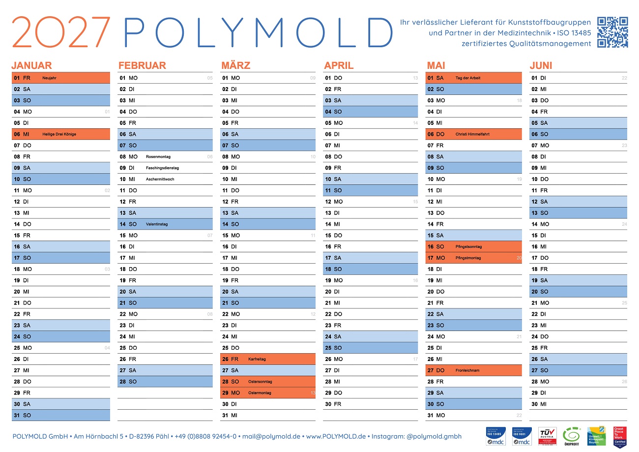 Download POLYMOLD Jahreskalender 2O27 POLYMOLD Kalender 2027 - 1. Halbjahr