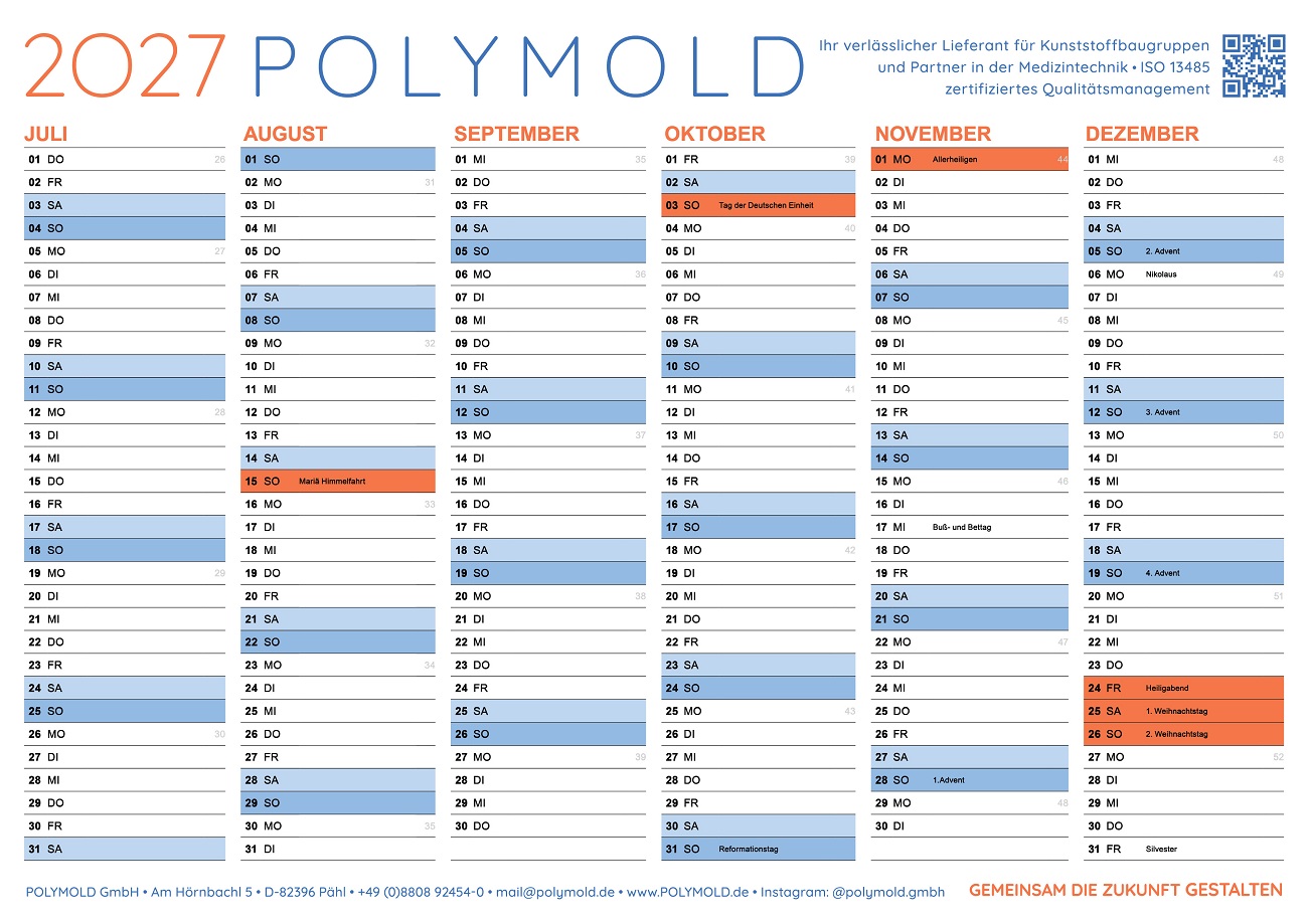 Download POLYMOLD Jahreskalender 2O27 POLYMOLD Kalender 2027 - 1. Halbjahr