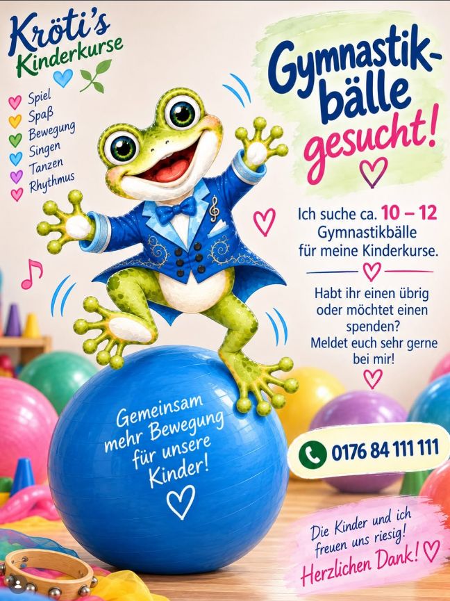 Auf Kathy Raab's Instagram-Kanal startete sie auch ihren Aufruf: Gymnastikbälle gesucht!